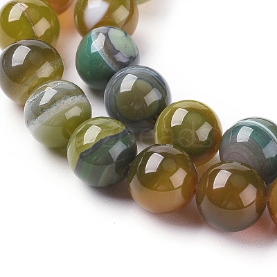 Natural Striped Agate/Banded Agate Beads Strands G-G582-8mm-44-1