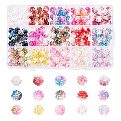 195pcs 15 Colors Imitation Pearl Acrylic Beads OACR-AR0001-14-1