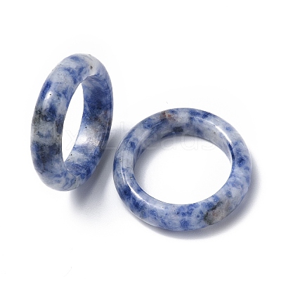 Natural Blue Spot Jasper Plain Band Ring RJEW-P044-01B-02-1