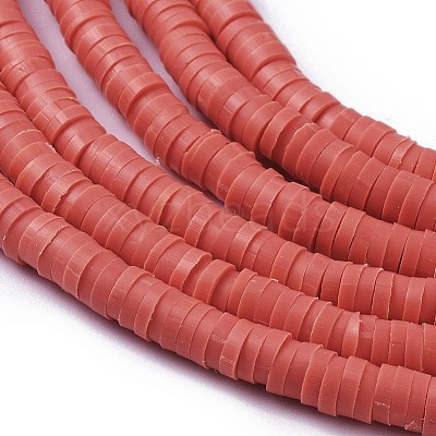 Flat Round Handmade Polymer Clay Bead Spacers CLAY-R067-4.0mm-14-1