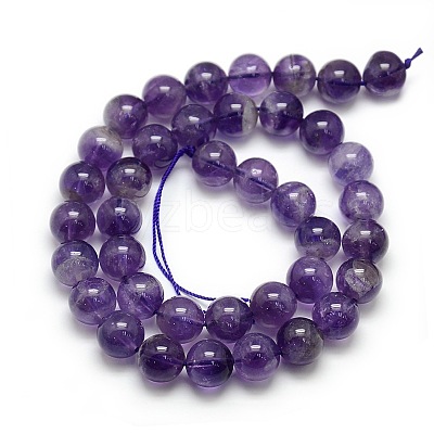 Natural Amethyst Round Bead Strands G-L170-10mm-01-1