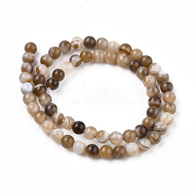 Natural Striped Agate/Banded Agate Bead Strands G-K166-13-6mm-02-1