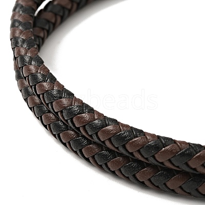 Microfiber Leather Braided Double Loops Wrap Bracelet with 304 Stainless Steel Magnetic Clasp for Men Women BJEW-C021-25P-1