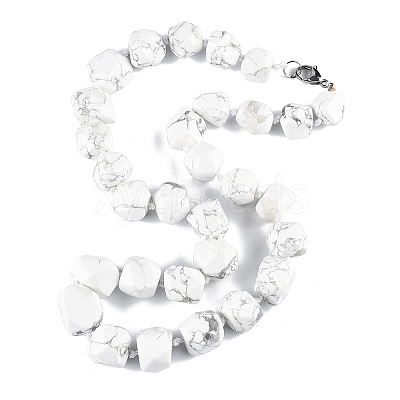 Natural Howlite Nuggets Beaded Necklaces for Women Men NJEW-K388-01N-1