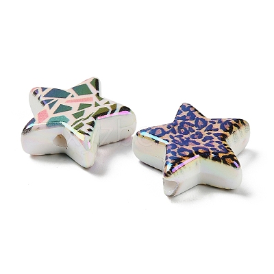 Rainbow Iridescent Printed Opaque Acrylic Beads OACR-D316-01A-02-1