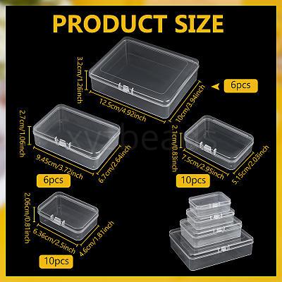32Pcs 4 Styles Transparent Plastic Storage Boxes CON-BC0007-95-1