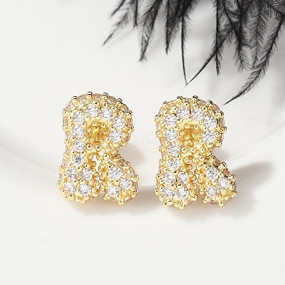 Brass Micro Pave Cubic Zirconia Stud Earrings EJEW-Z091-04G-R-1