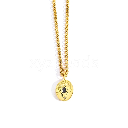 Golden Titanium Steel Pendant Necklace PW-WG7F300-01-1