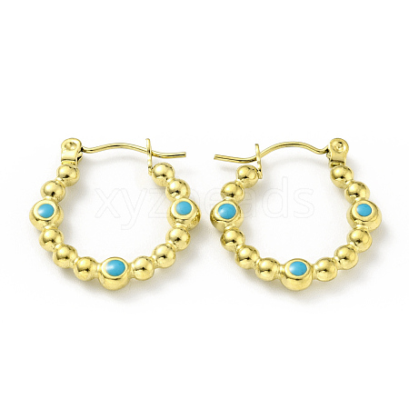 Ion Plating(IP) 304 Stainless Steel Twist Teardrop Hoop Earrings with Enamel for Women EJEW-G293-18A-G-1