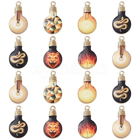 30Pcs 6 Styles Printed Alloy Enamel Pendants ENAM-CJ0005-11-1