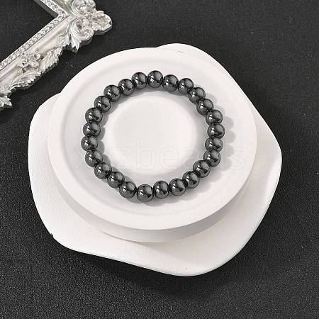 Non-magnetic Hematite Beaded Ball Stretch Bracelets BJEW-M066-B-02-1