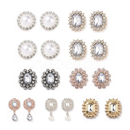 BENECREAT 16Pcs 6 Style ABS Plastic Imitation Pearl & Alloy Cabochons RB-BC0001-04-1