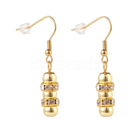 Synthetic Hematite Beaded Dangle Earrings with Crystal Rhinestone EJEW-JE04839-1