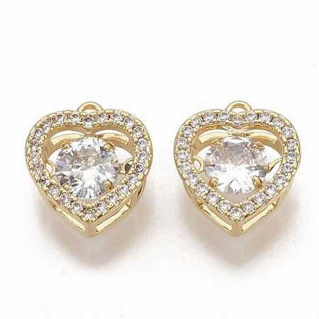 Brass Micro Pave Clear Cubic Zirconia Charms ZIRC-T011-21G-NF-1