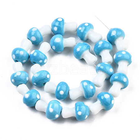 Mushroom Handmade Lampwork Beads Strands LAMP-R116-22-1