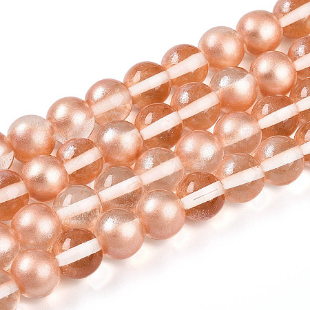 Baking Paint Transparent Glass Beads Strands DGLA-N011-10mm-04-1