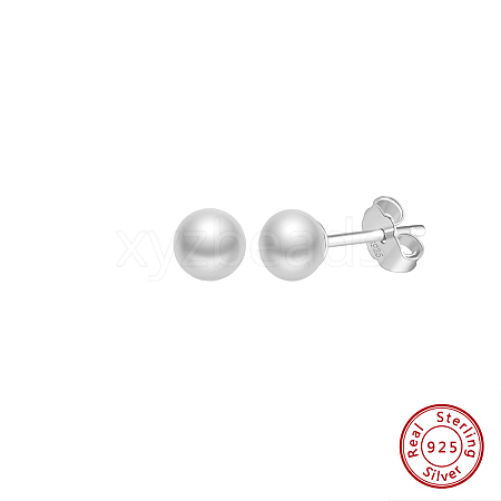 Round Natural Pearl Stud Earrings EJEW-G411-04B-P-1