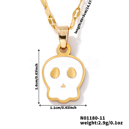 Cute Halloween Stainless Steel Skull Pendant Necklaces for Unisex RT1266-1