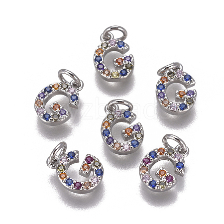 Brass Micro Pave Cubic Zirconia Charms ZIRC-L070-38G-P-1