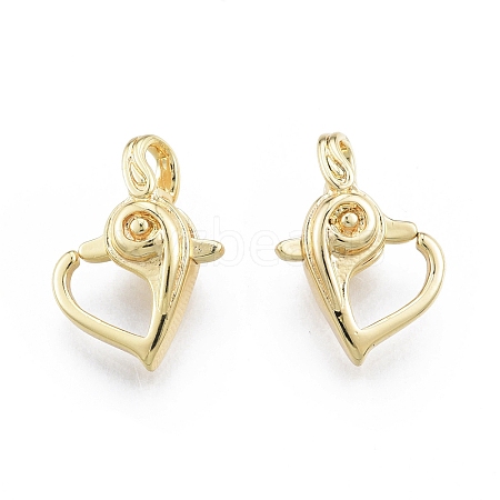 Heart Brass Lobster Claw Clasps KK-C006-22G-1