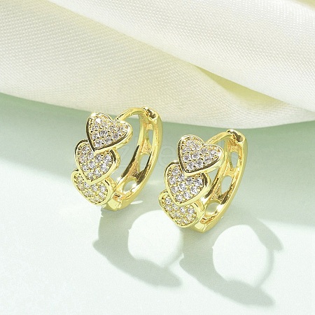 Brass Micro Pave Clear Cubic Zirconia Hoop Earrings EJEW-C122-03G-1