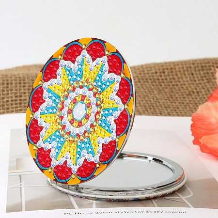 Mandala Flower DIY Diamond Painting Mirror Kits DIAM-PW0010-01D-1