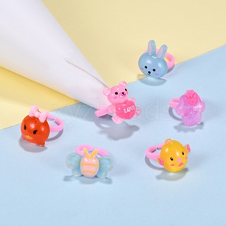 Cute Children's Day Jewelry Plastic Kids Rings for Girls RJEW-S016-M2-1