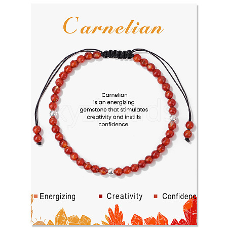 Adjustable Natural Carnelian Braided Beaded Bracelets for Women LG9619-4-1