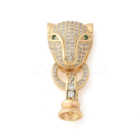 Brass Micro Pave Cubic Zirconia Fold Over Clasps KK-L289-001G-1