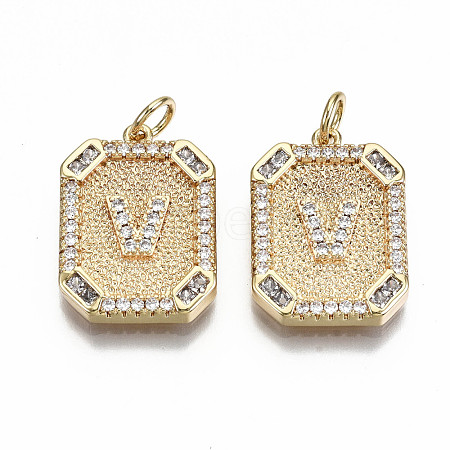 Brass Micro Pave Clear Cubic Zirconia Pendants KK-S356-234V-G-NF-1