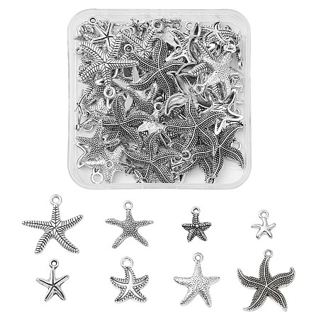 80Pcs 8 Style Tibetan Style Alloy Pendants TIBEP-YW0001-46-1