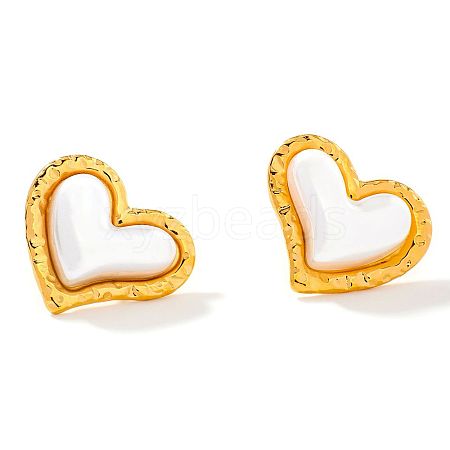 Chic Vintage Heart-Shaped Stainless Steel & Imitation Pearl Stud Earrings for Women AS5519-1