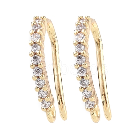 Brass Micro Pave Cubic Zirconia Earring Hooks KK-U008-15G-1