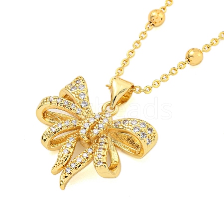 Brass Micro Pave Clear Cubic Zirconia Pendant Necklaces NJEW-M220-04D-G-1