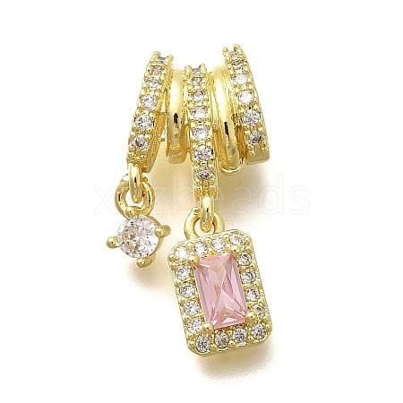 Rack Plating Brass Micro Pave Clear Cubic Zirconia Pendants KK-M309-28G-1