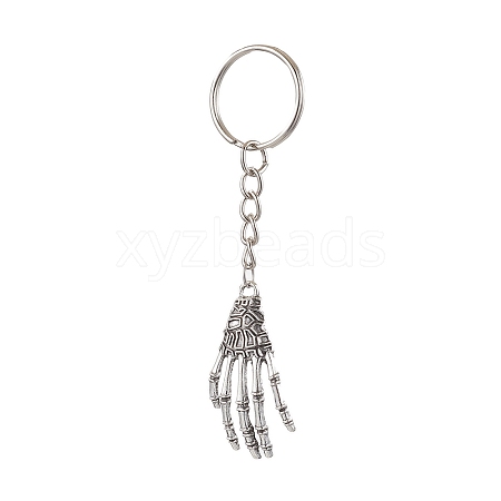 Halloween Themed Skull Hand Alloy Keychain KEYC-JKC00860-1