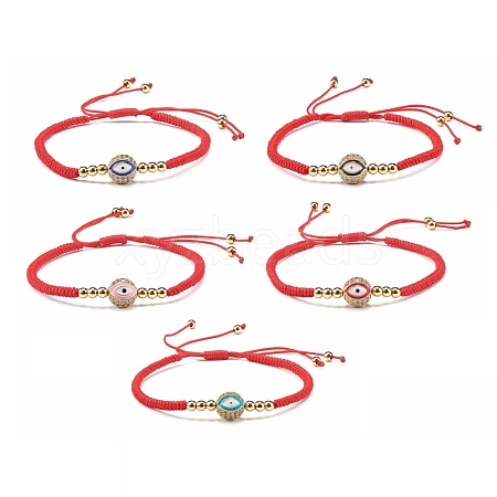 Round with Evil Eye Braided Bead Bracelet for Girl Women BJEW-JB06974-1