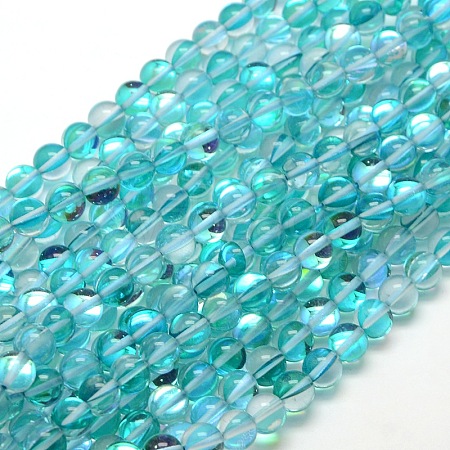 Synthetic Moonstone Beads Strands G-F143-6mm-07-1