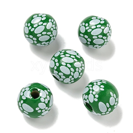 Printed Wood European Beads WOOD-G022-09J-1