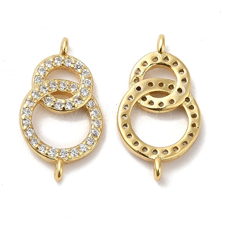 925 Sterling Silver Micro Pave Clear Cubic Zirconia Connector Charms STER-I010-03G-1