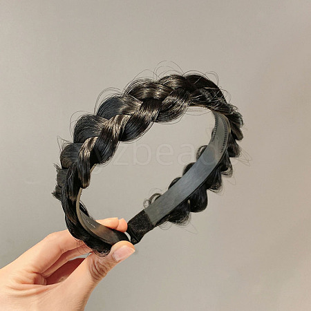 Fashion Style Plastic Wig Braided Hair Bands OHAR-PW0001-176A-1