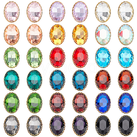 AHADEMAKER 36Pcs 18 Colors Sew on Rhinestone RGLA-GA0001-03-1