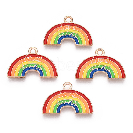 Rainbow Color Alloy Enamel Pendants ENAM-K067-15-1