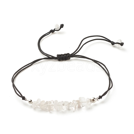 Natural Quartz Crystal Chips Braided Bead Bracelet BJEW-JB08019-06-1