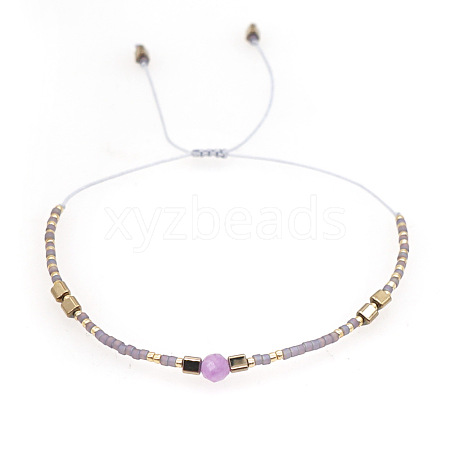 Adjustable Glass Seed Bead Braided Bead Bracelets for Women VT9382-44-1