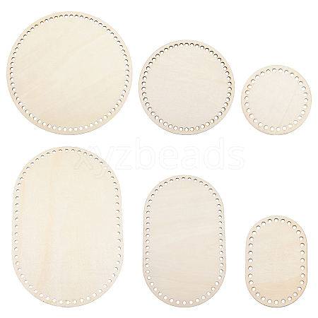 Fingerinspire Flat Round & Oval Wood Knitting Crochet Bottoms DIY-FG0005-02-1