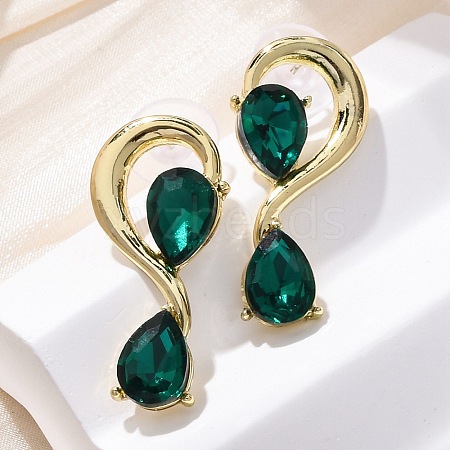 Alloy Rhinestones Stud Earrings EJEW-M075-04G-02-1