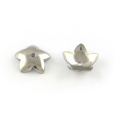 Tarnish Resistant 5-Petal Flower Smooth Surface 304 Stainless Steel Bead Caps STAS-R065-56-1