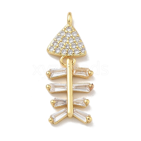 Rack Plating Brass Micro Pave Clear Cubic Zirconia Pendants KK-G515-23G-1