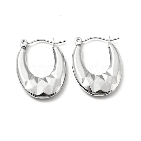 Non-Tarnish 304 Stainless Steel Chunky Oval Hoop Earrings for Women EJEW-A076-06P-1